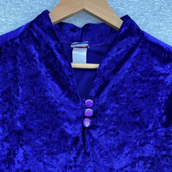Vintage Granada Pajama Set Womens Medium Purple Crushed Velour Lounge Pants Top - Picture 6 of 16